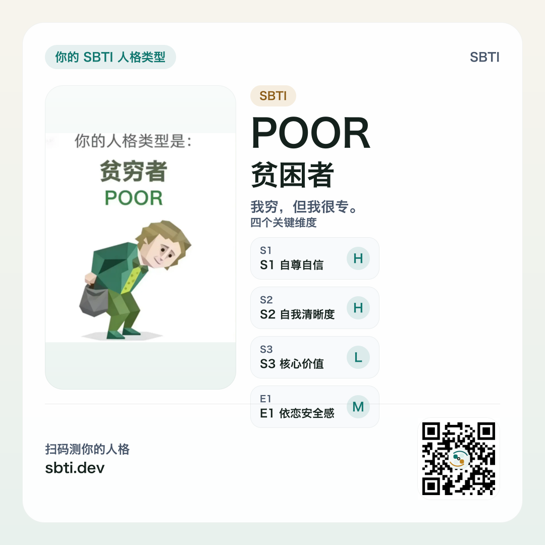 贫困者 POOR 分享卡片